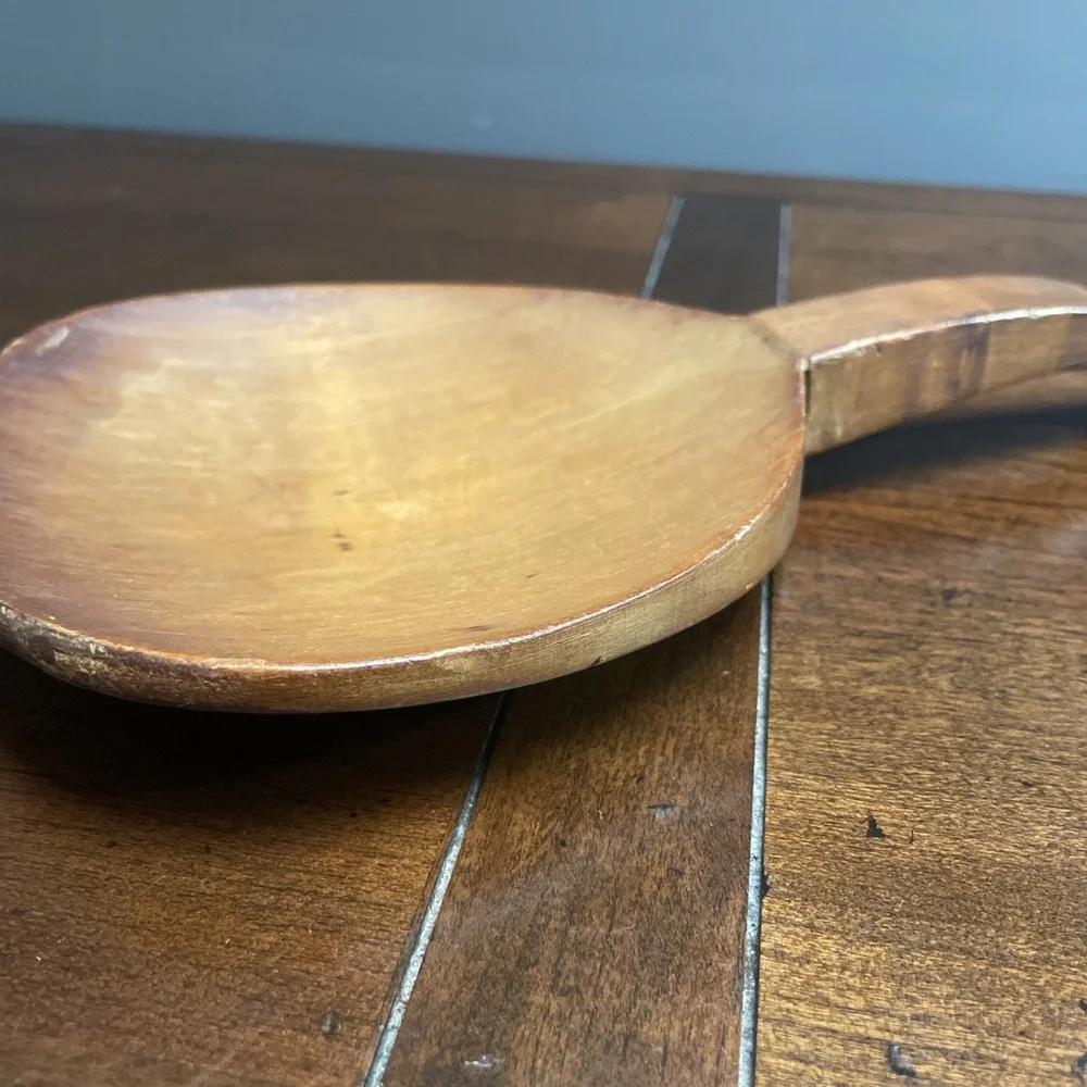 Early American Treen Ware Butter paddle scoop LARGE SPOON VTG - BEAUTIFUL!